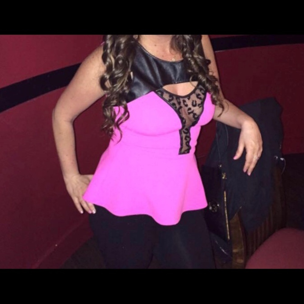 Pink and black leopard tank top.